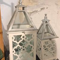 Lanterne decorative in legno bianco