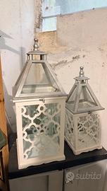 Lanterne decorative in legno bianco