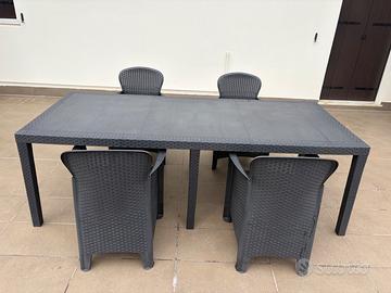 Tavolo da esterno rattan 220 cm grigio antracite