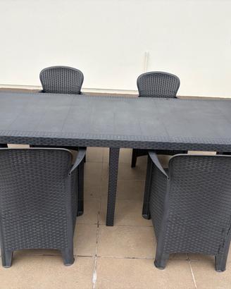 Tavolo da esterno rattan 220 cm grigio antracite