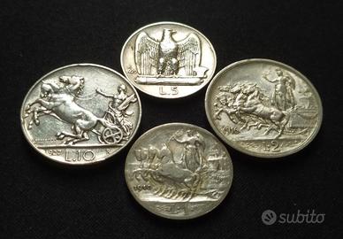 Vittorio Emanuele III° - Lotto 4 monete in argento