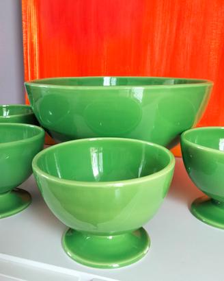 Set coppe dessert Verde Mela ceramica vintage 