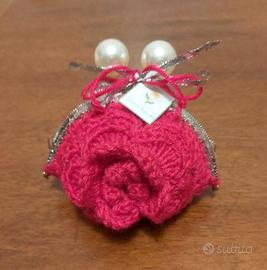 Borsellino rosso a forma di rosa - fatto a mano