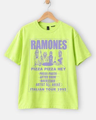 T-Shirt Donna Ramones Divided H&M Verde Neon S