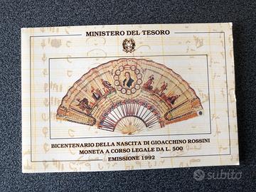500 Lire argento 1992 commemorative Rossini