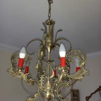 lampadario con applique in peltro vintage 