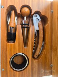set completo in scatola di legno x sommelier