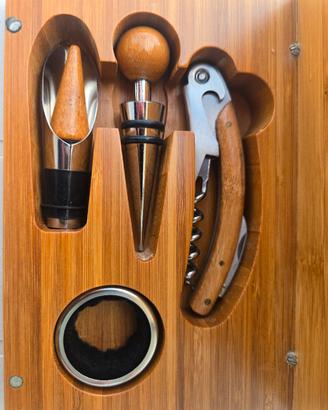 set completo in scatola di legno x sommelier