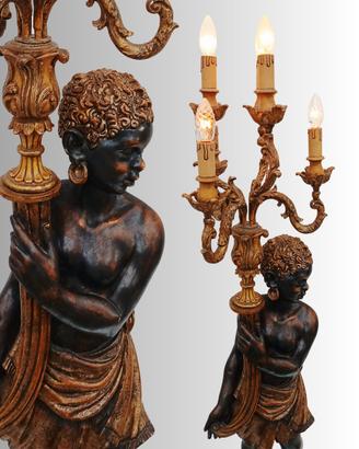 ANTICA LAMPADA MORO VENEZIANO LEGNO Anni 40/50