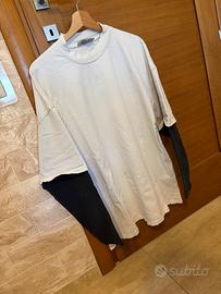 Maglia maniche lunghe doppia manica bianca e nera