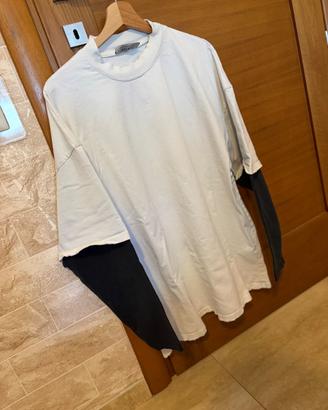 Maglia maniche lunghe doppia manica bianca e nera