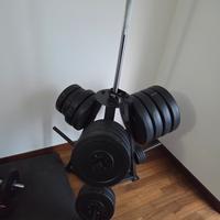 Bilanciere piu set di pesi e cavalletti/piastra