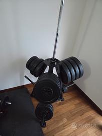 Bilanciere piu set di pesi e cavalletti/piastra