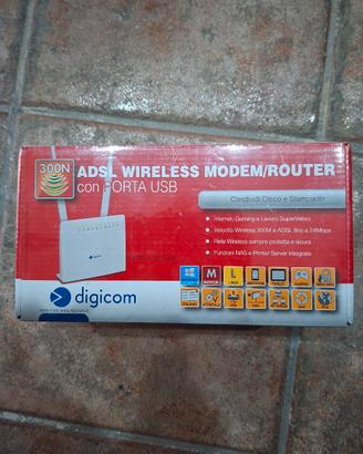 Modem Router Wi-Fi Digicom 300 Mbps ADSL2
