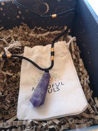Collana con Ametista Pietra Viola Cristallo
