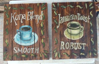 Quadri insegne legno dipinte caffè 