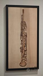Sax soprano Selmer Mark VI Pirografia fatta a mano
