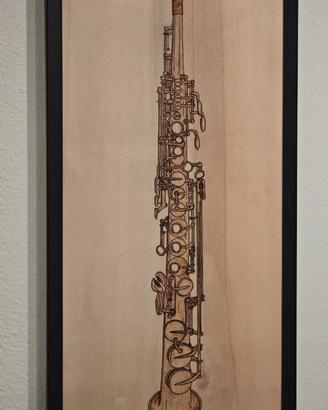 Sax soprano Selmer Mark VI Pirografia fatta a mano