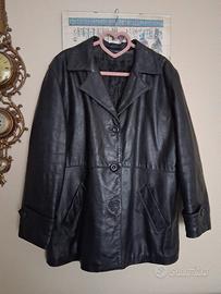 giaccone nero in vera pelle vintage 