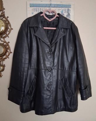 giaccone nero in vera pelle vintage 