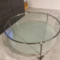 Tavolino in vetro e metallo