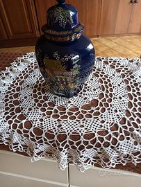 vaso cinese blu con coperchio