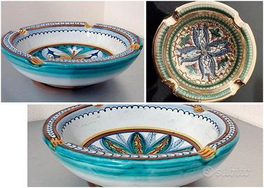 Set di 3 posacenere decorativi, ceramica artistica