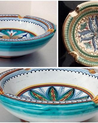 Set di 3 posacenere decorativi, ceramica artistica