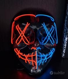 Maschera LED "The Purge" Bicolore – NUOVA con Scat