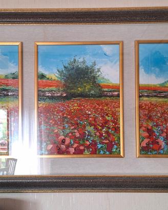 Quadro Vincenzo Gramignano Papaveri 120 x 60 cm