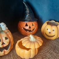 Zucche lanterne di Halloween in ceramica