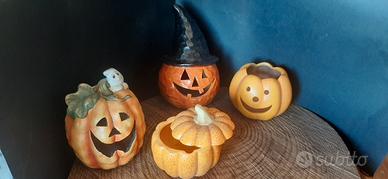 Zucche lanterne di Halloween in ceramica