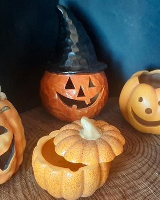 Zucche lanterne di Halloween in ceramica