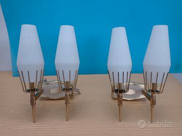 n.2 coppie Applique ottone/vetro vintage anni '50