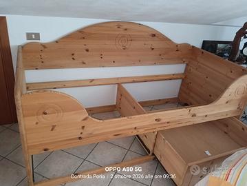 letto singolo con due  cassettoni