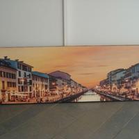quadro stampa su tela canvas 125x40 Navigli Milano