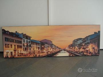 quadro stampa su tela canvas 125x40 Navigli Milano