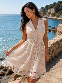 Vestito pizzo schiena scoperta elegante donna 