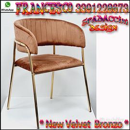 SEDIE VELLUTO STRUTTURA ORO