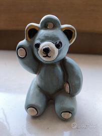Orsetto THUN Azzurro in ceramica da appendere