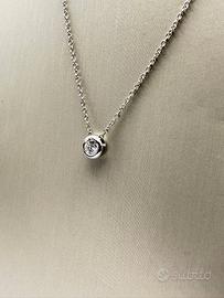 Collana punto luce oro bianco 18 kt diamante