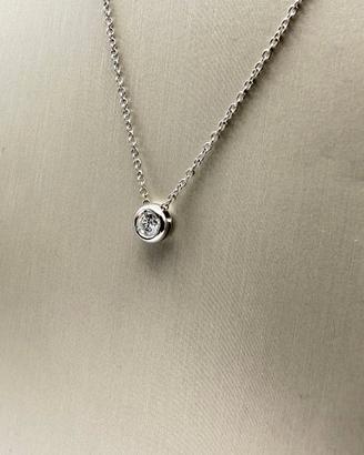 Collana punto luce oro bianco 18 kt diamante