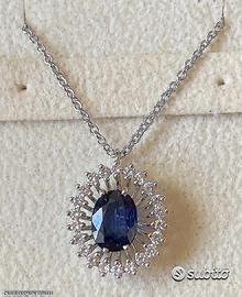 COLLANA ORO 18kt. DIAMANTI E ZAFFIRO NATURALE