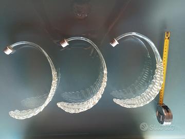Foglia lampadario in vetro antico trasparente