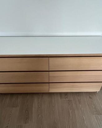 CASSETTIERA MALM 160x78 CON VETRO