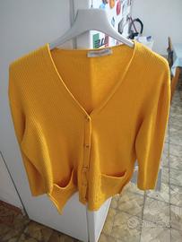 cardigan giallo Marina Rinaldi vintage Pura lana 