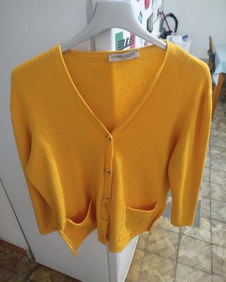 cardigan giallo Marina Rinaldi vintage Pura lana 