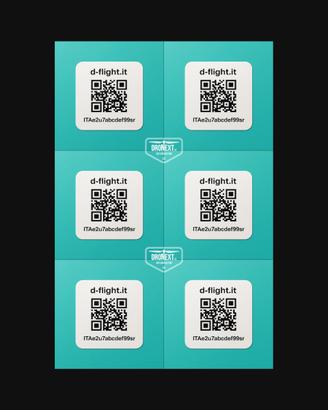 6X Etichette adesive - QR CODE D-FLIGHT per DRONE