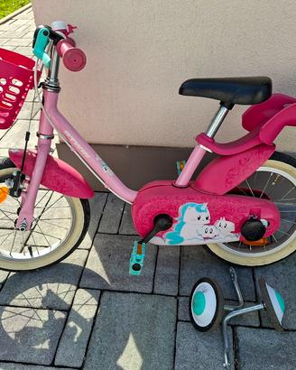 Bicicletta B-Twin bambina con ruotine e accessori 