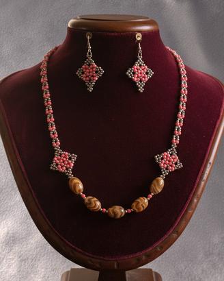 Collana Orecchini gioielli vintage occhio di tigre